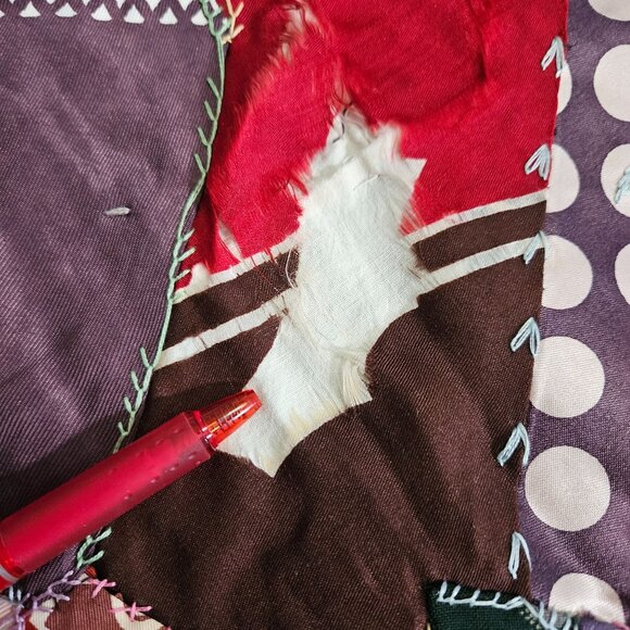 Vint Handmade Crazy Lap Quilt Blanket Silk Scarve Scarf Patchwork Boho 65"x 42" - Picture 6 of 13